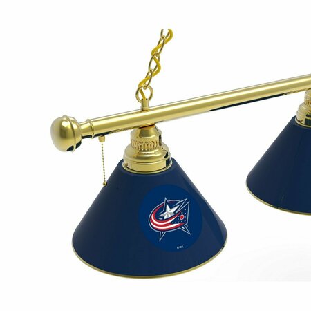 Holland Bar Stool Co Columbus Blue Jackets 3 Shade Billiard Light, Brass Fixture BL3BRColBlu